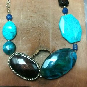 Asymmetrical faux  turquoise necklace